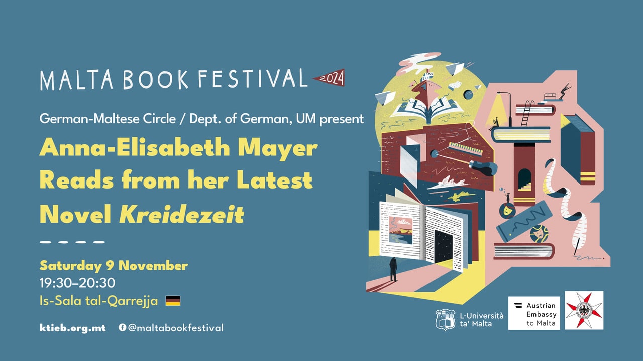 Niltaqgħu mal-Awtriċi: Anna-Elisabeth Mayer Taqra mir-Rumanz ‘Kreidezeit’ (2023) – GMC / Dept. of German, UM –  Is-Sala tal-Qarrejja