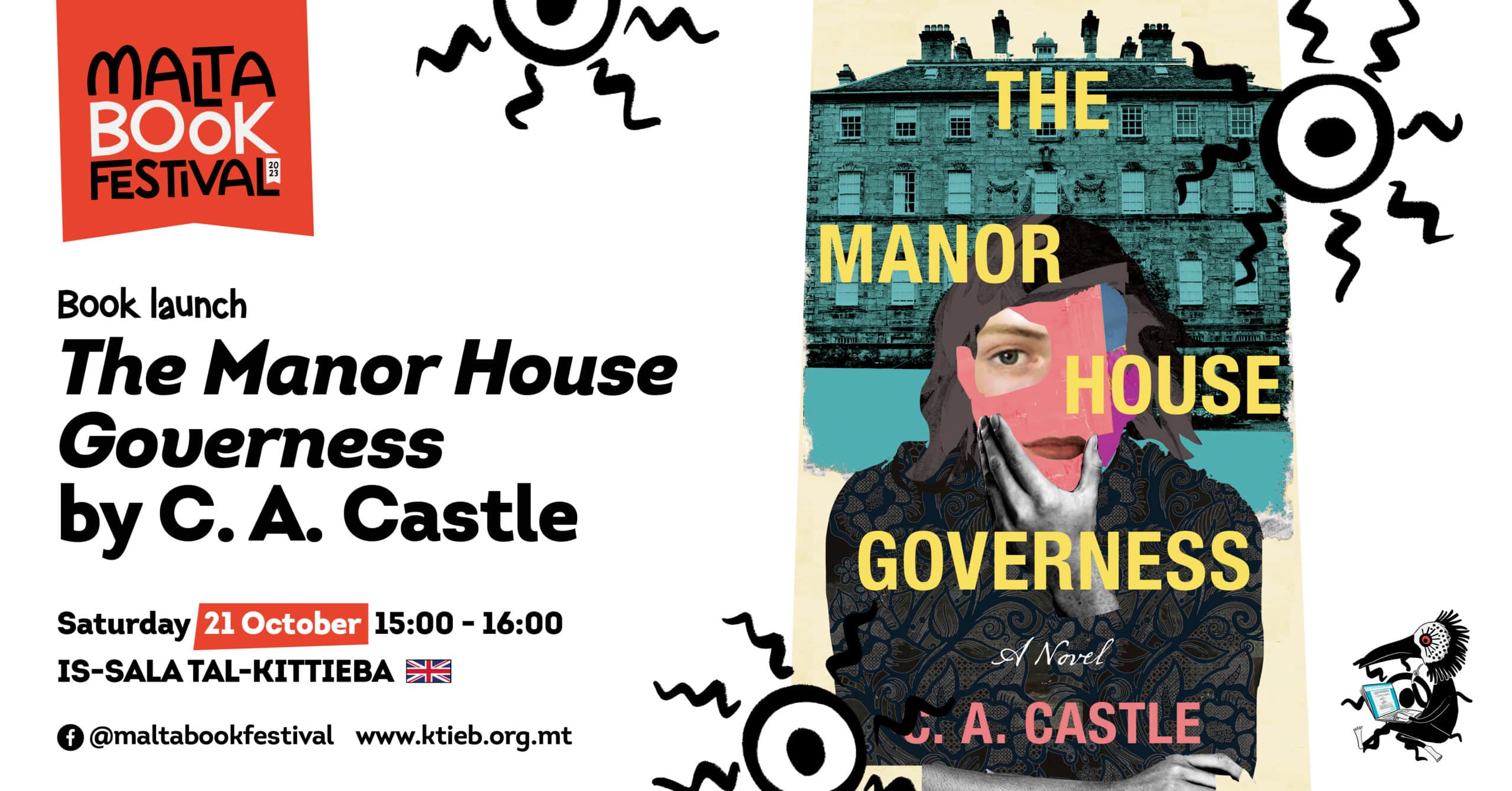 Book launch: ‘The Manor House Governess’ (Black and White, Bonnier Books) by C.A. Castle – Is-Sala tal-Kittieba