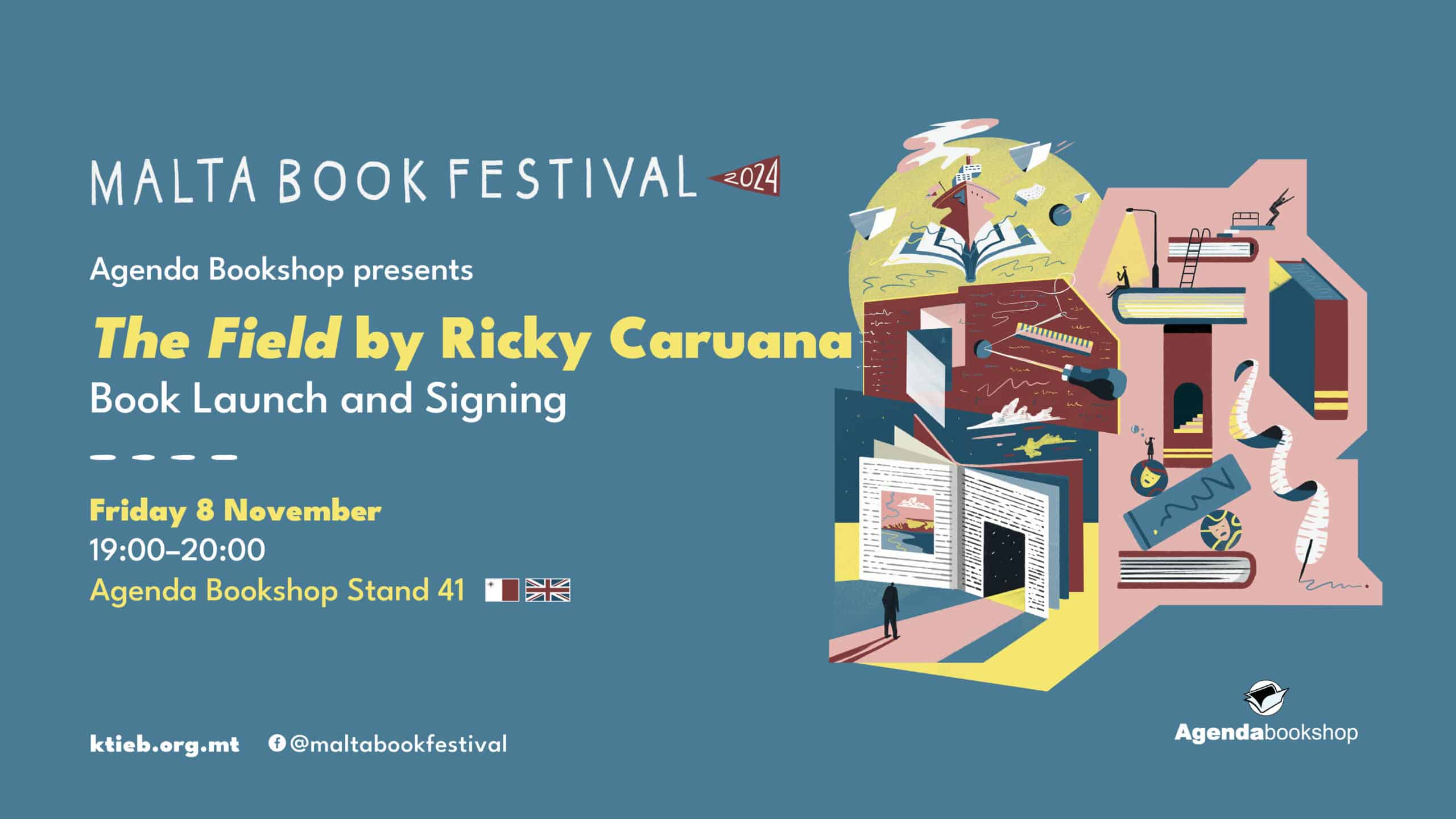 Book Launch: ‘The Field’ by Ricky Caruana – Agenda Bookshop – Agenda Bookshop Stand 41  /
