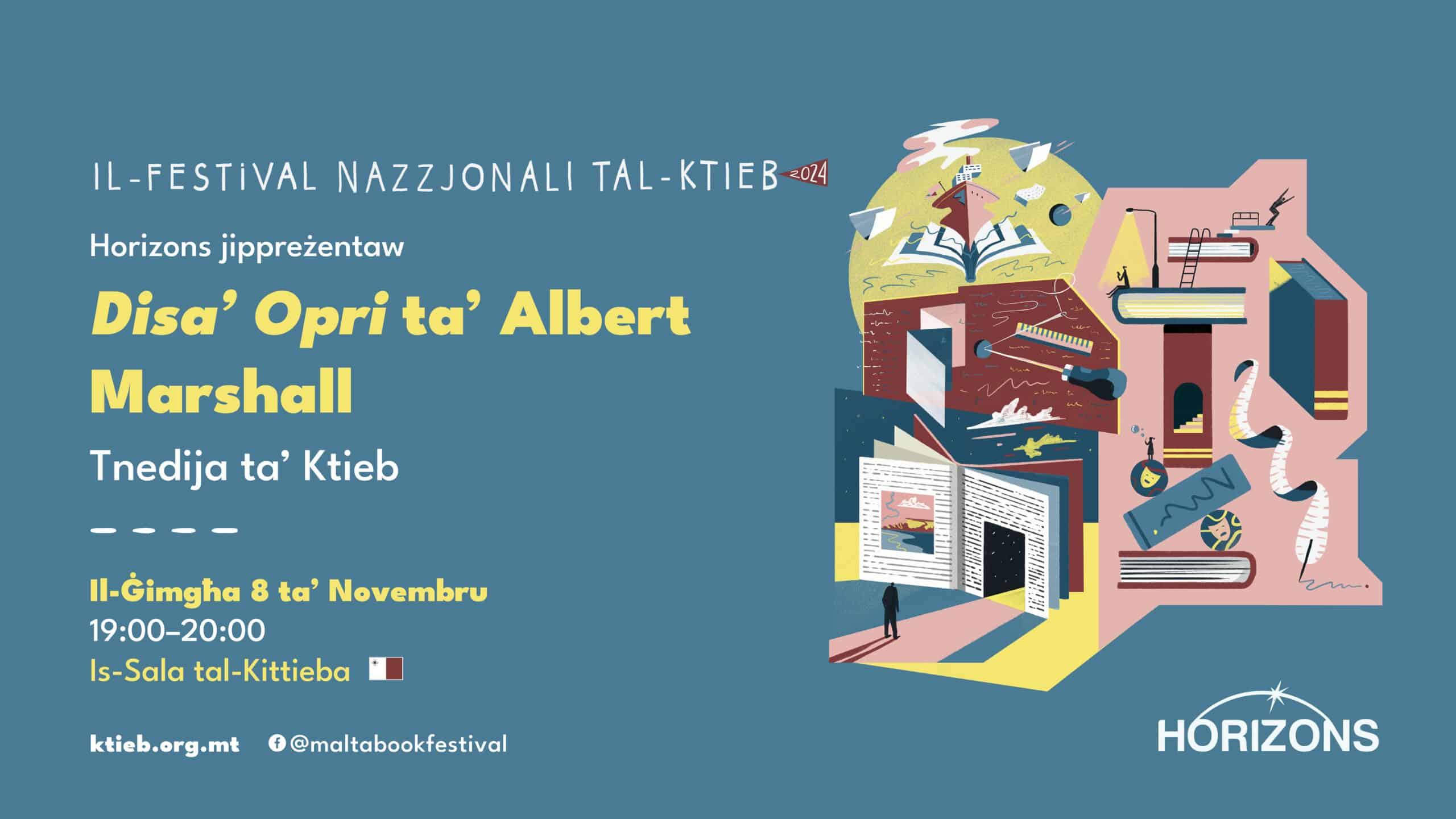 Tnedija ta’ Ktieb: ‘Disa’ Opri’ ta’ Albert Marshall – Horizons – Is-Sala tal-Kittieba