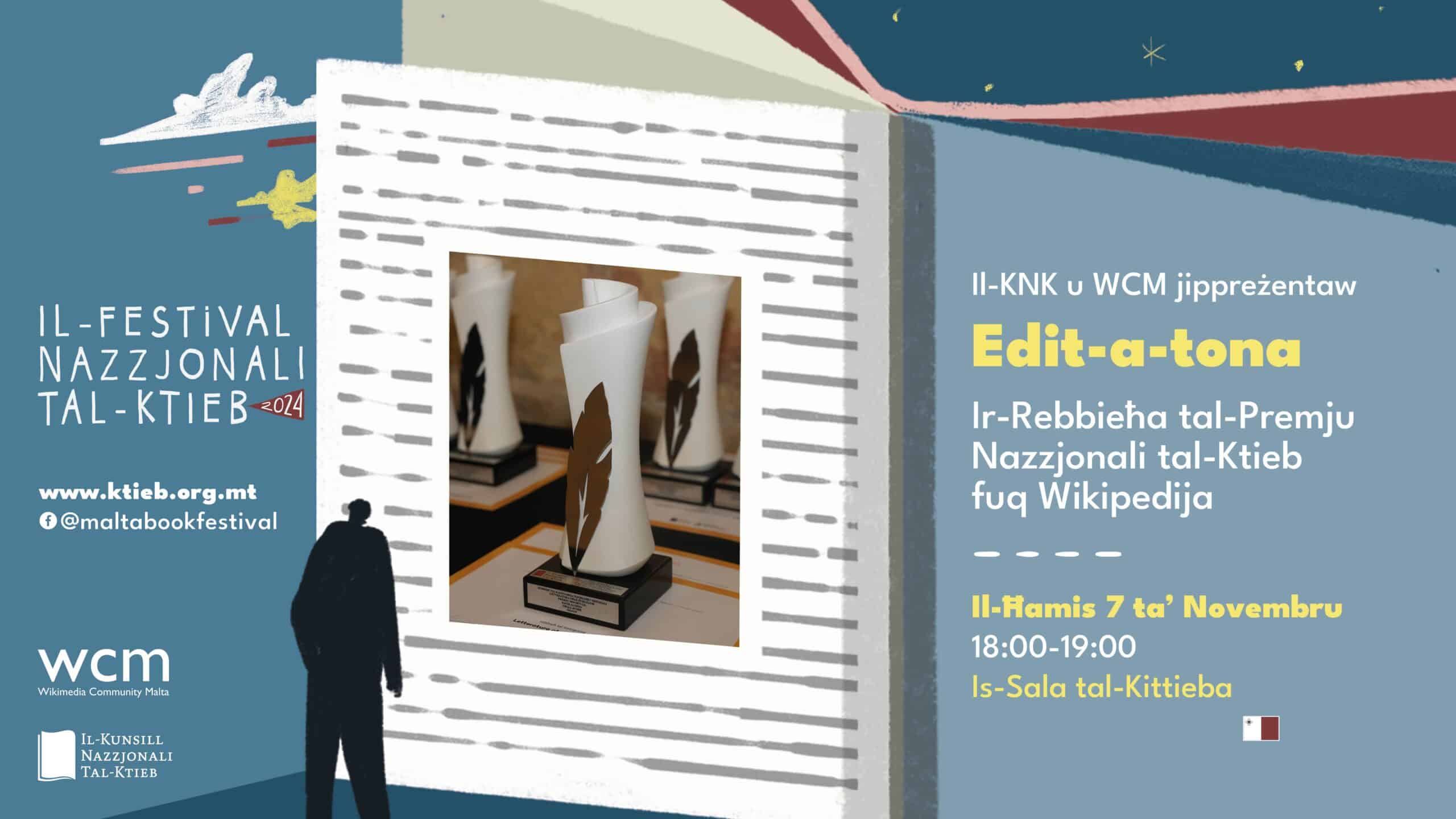 Edit-a-tona: Ir-Rebbieħa tal-Premju Nazzjonali tal-Ktieb fuq Wikipedija  – KNK u Wikimedia Community Malta (WCM) – Is-Sala tal-Kittieba