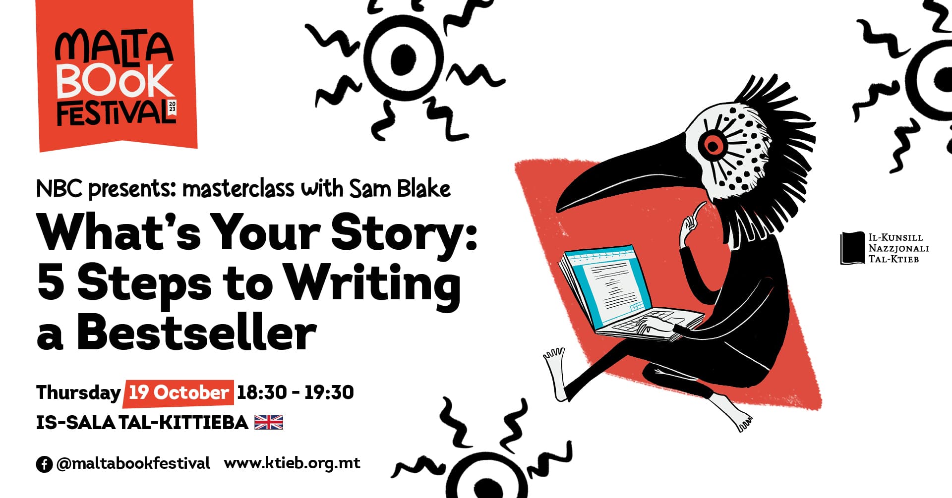 Masterclass: X’inhi l-istorja tiegħek: 5 passi biex tikteb bestseller – KNK – Is-Sala tal-Kittieba