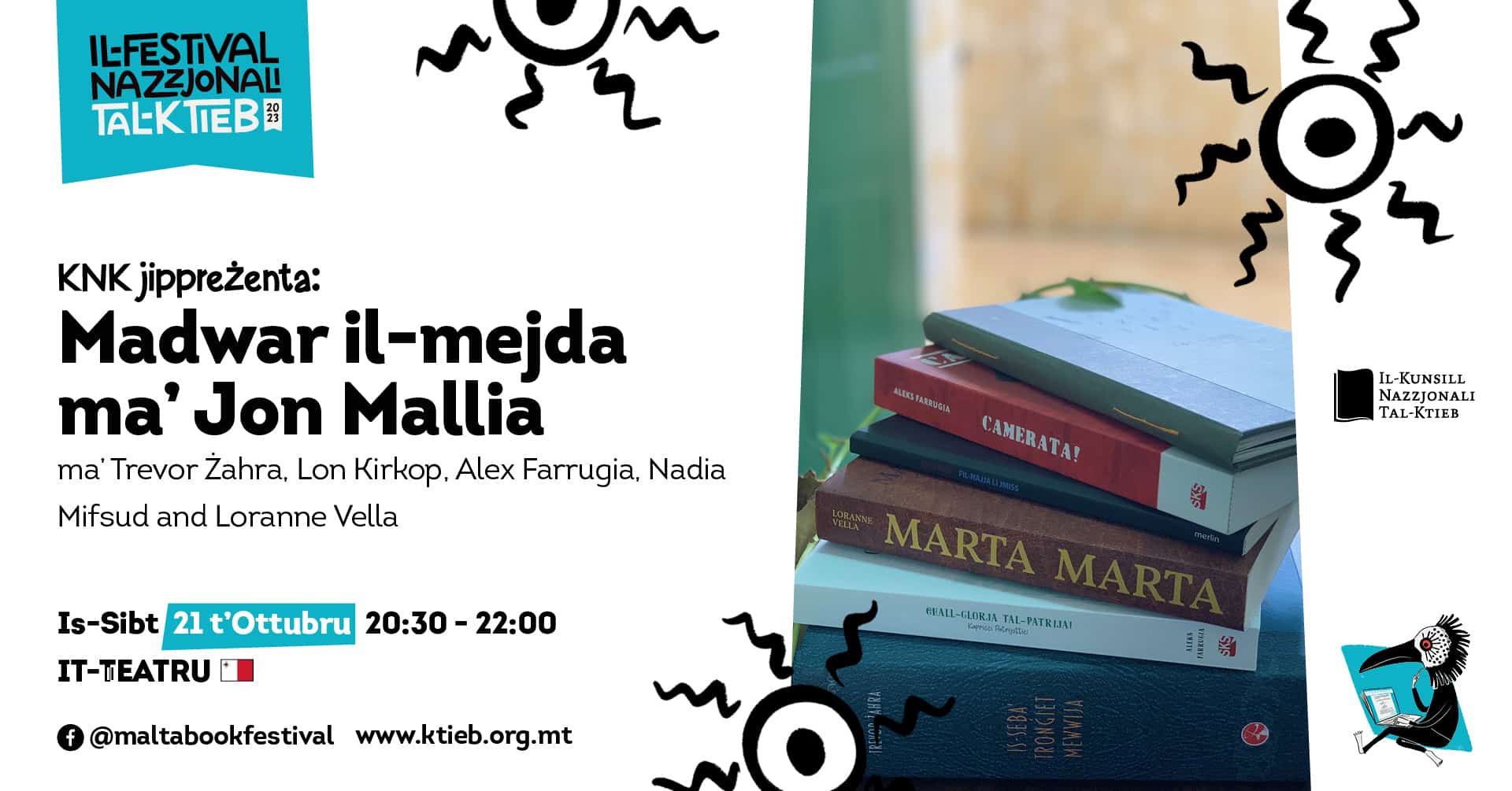 Madwar il-mejda mal-kittieba u Jon Mallia – KNK – It-Teatru