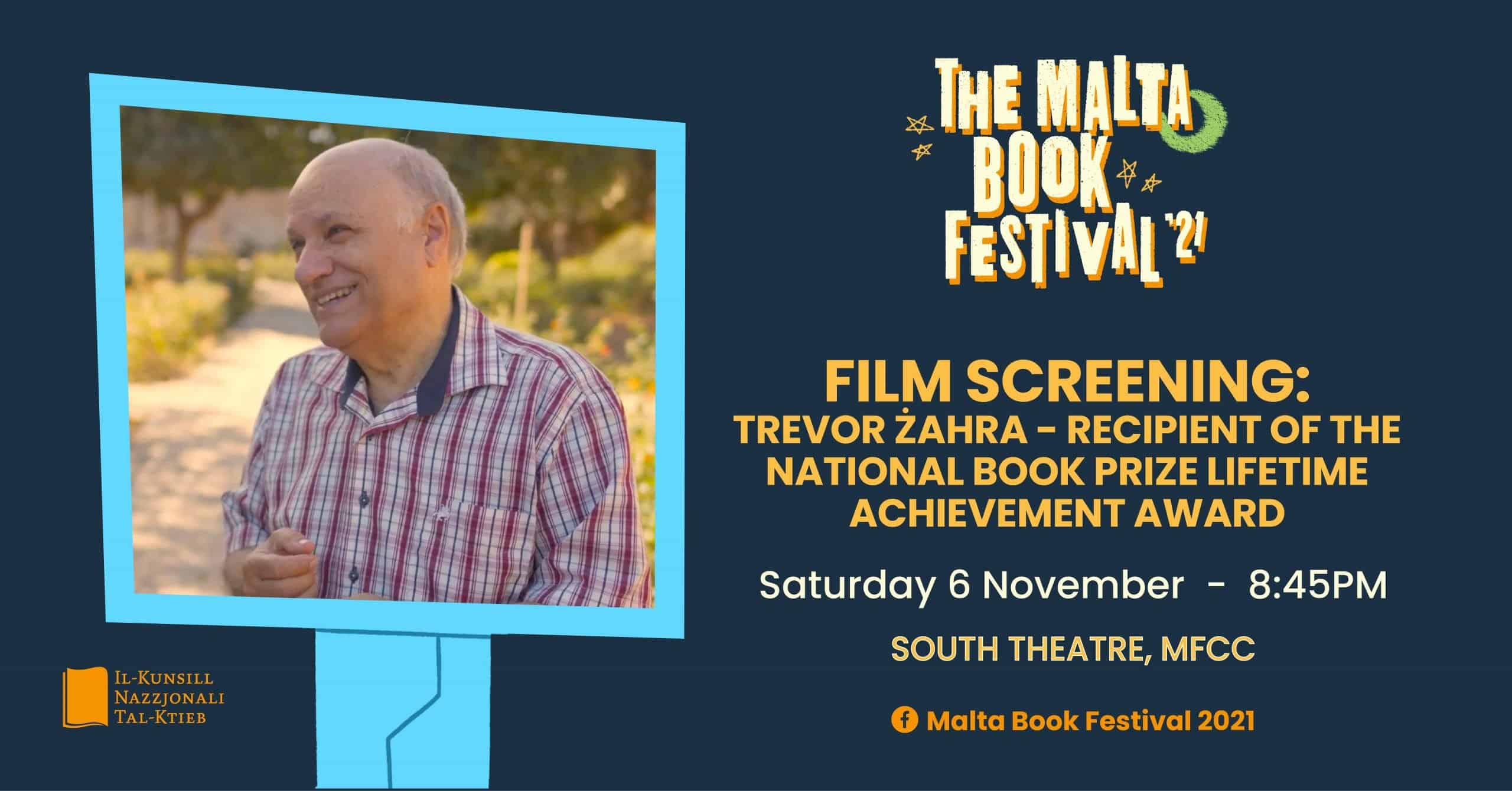 FILM SCREENING: TREVOR ŻAHRA – RECIPIENT OF THE NATIONAL BOOK PRIZE LIFETIME ACHIEVEMENT AWARD – NBC